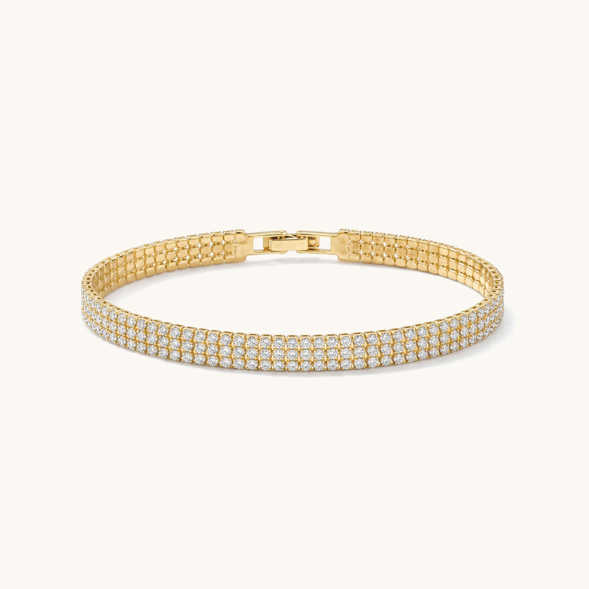 Triple Row Tennis Bracelet - 18k Gold Plated image 2