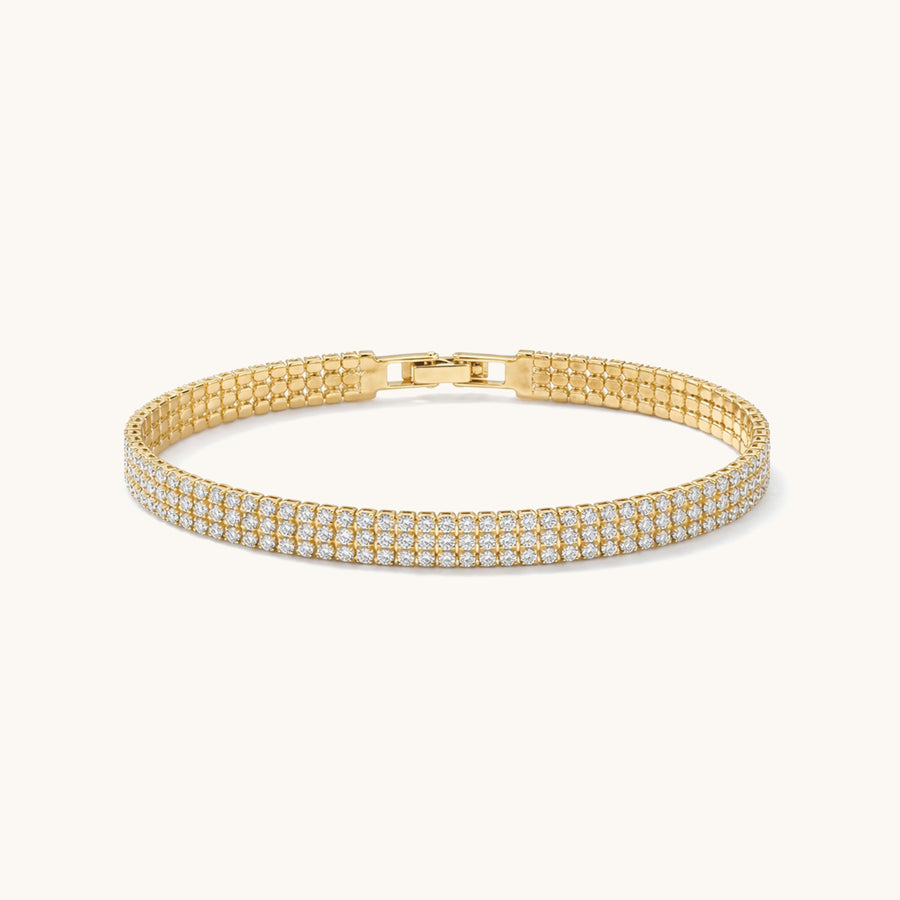 Triple Row Tennis Bracelet - 18k Gold Plated image 2