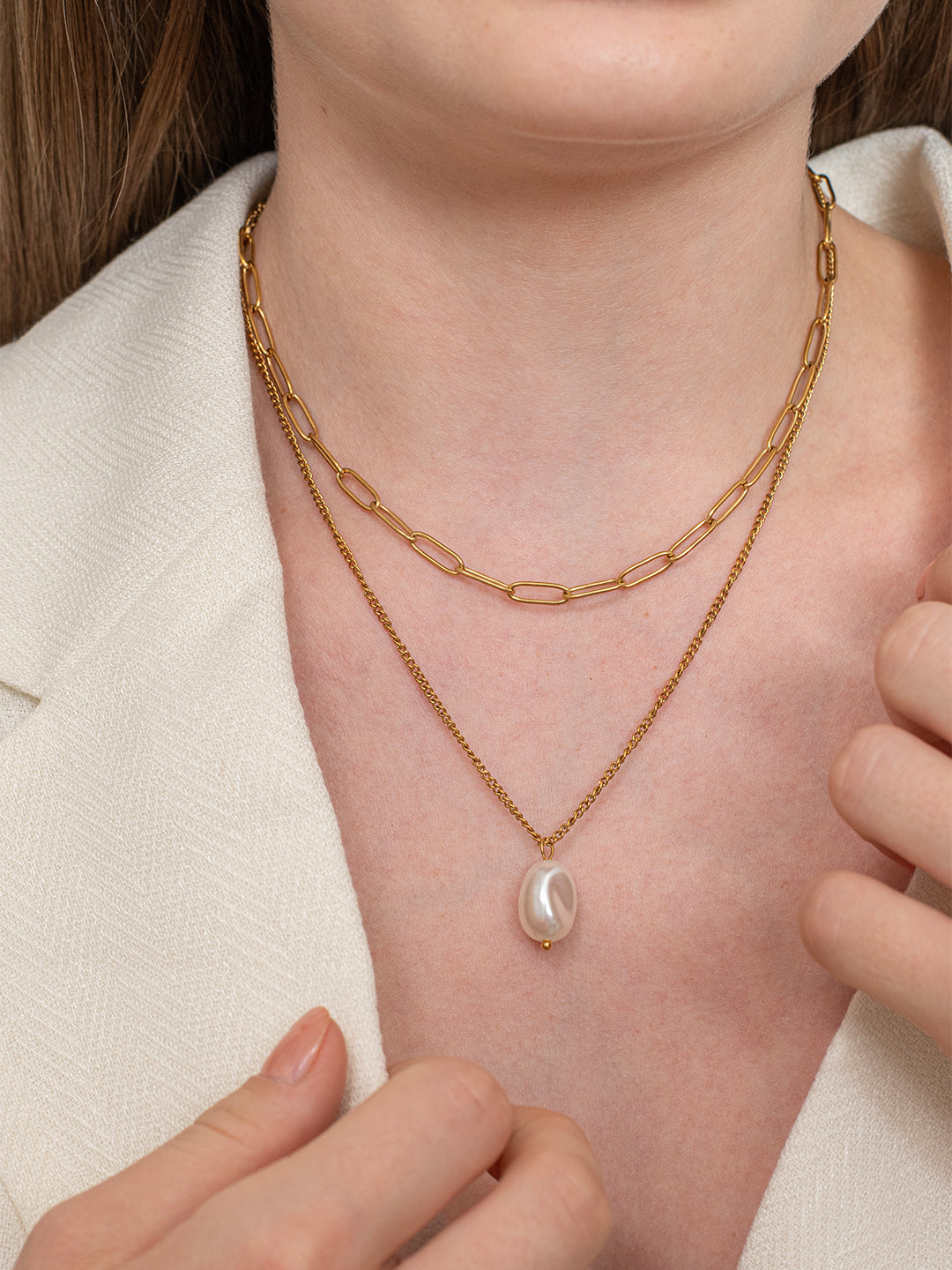 Baroque Layered Necklace - 18k Gold Plated image 3