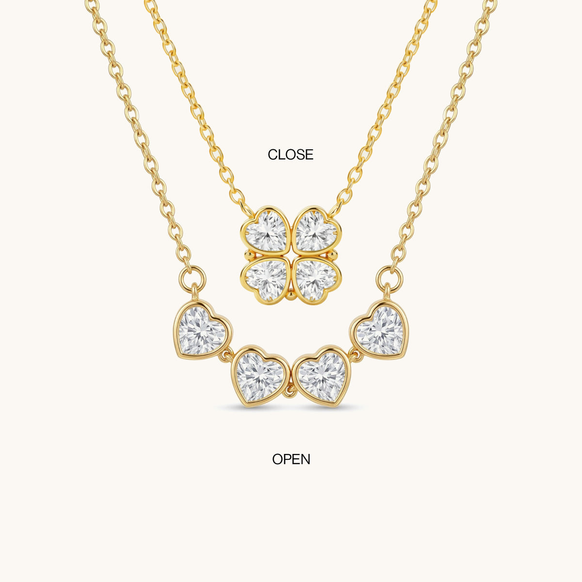 Crystal Clover 2-in-1 Magnetic Necklace - 18k Gold Plated image 3