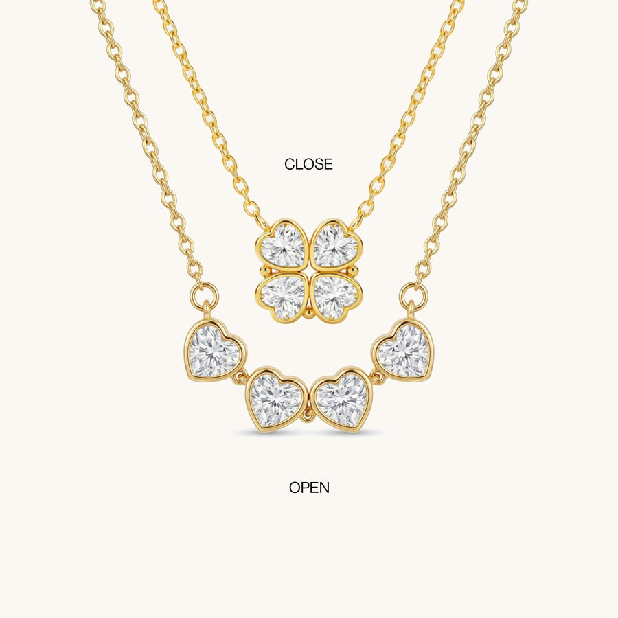 Crystal Clover 2-in-1 Magnetic Necklace - 18k Gold Plated image 3
