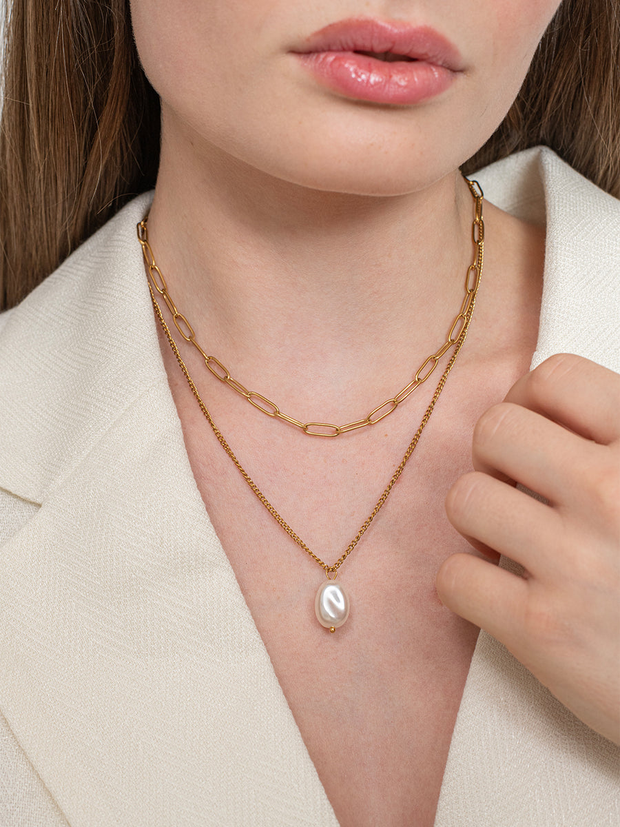 Baroque Layered Necklace - 18k Gold Plated image 2