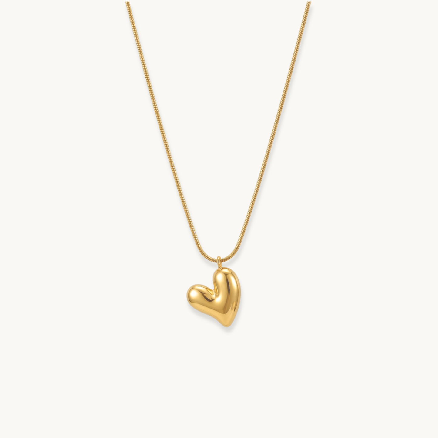 Puffy Heart Necklace - 18K Gold Plated