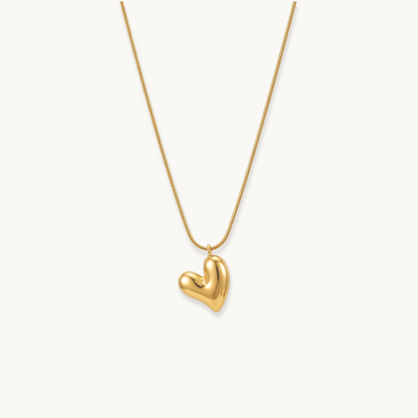 Puffy Heart Necklace - 18K Gold Plated