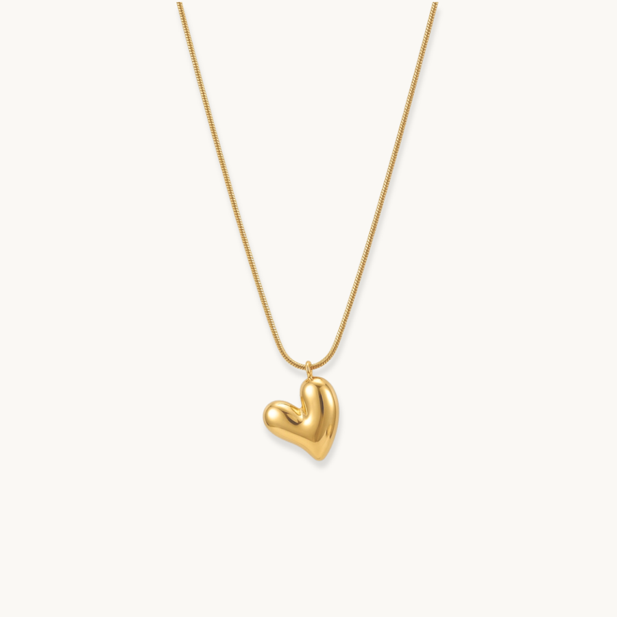 Puffy Heart Necklace - 18K Gold Plated image 1