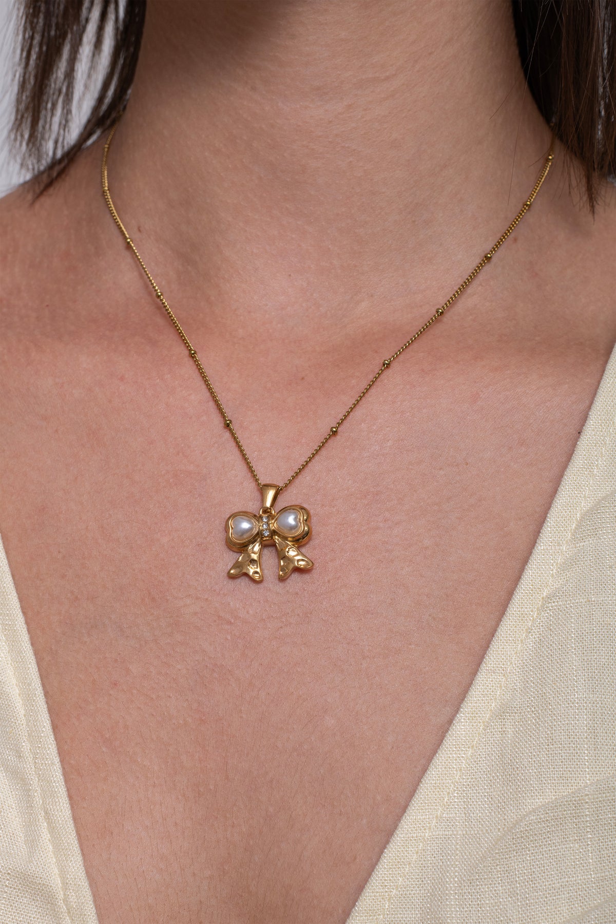 Bow Blossom Necklace - 18K Gold Plated