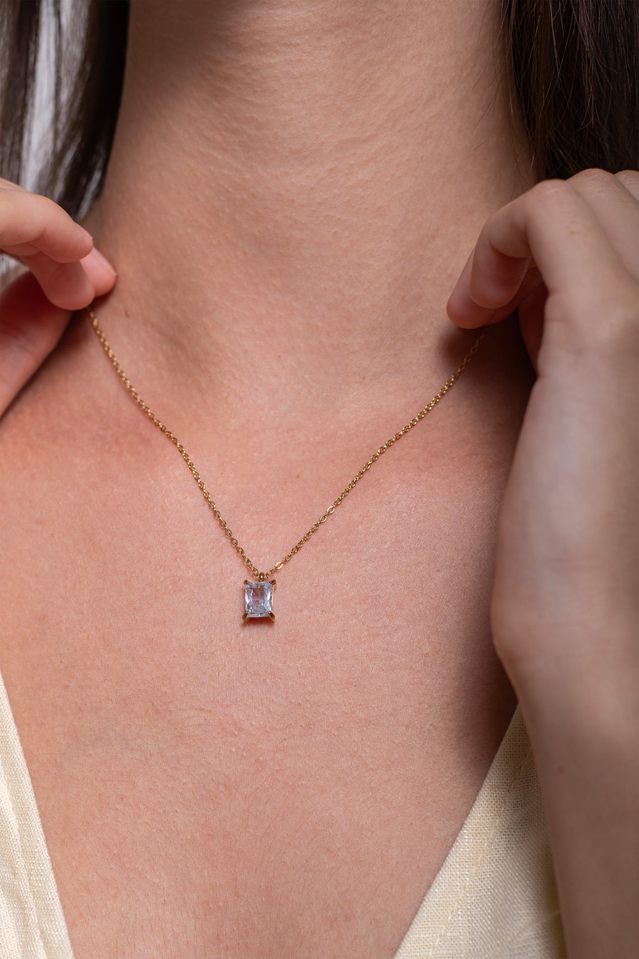 Radiant Solitaire Necklace - 18K Gold Plated image 3