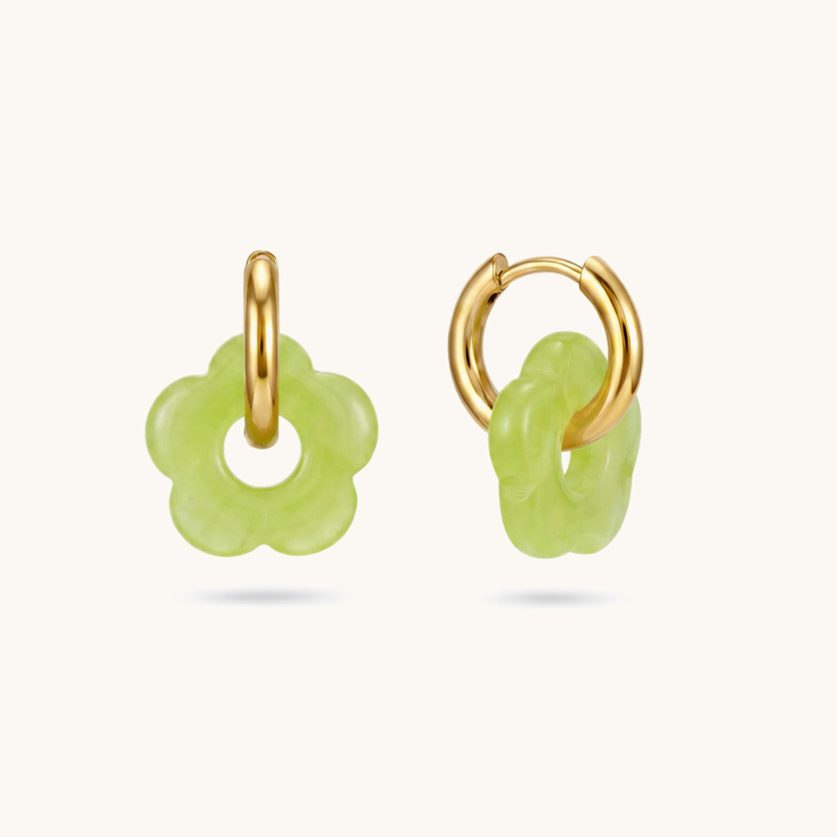 Sage Petals Hoops - 18K Gold Plated image 1