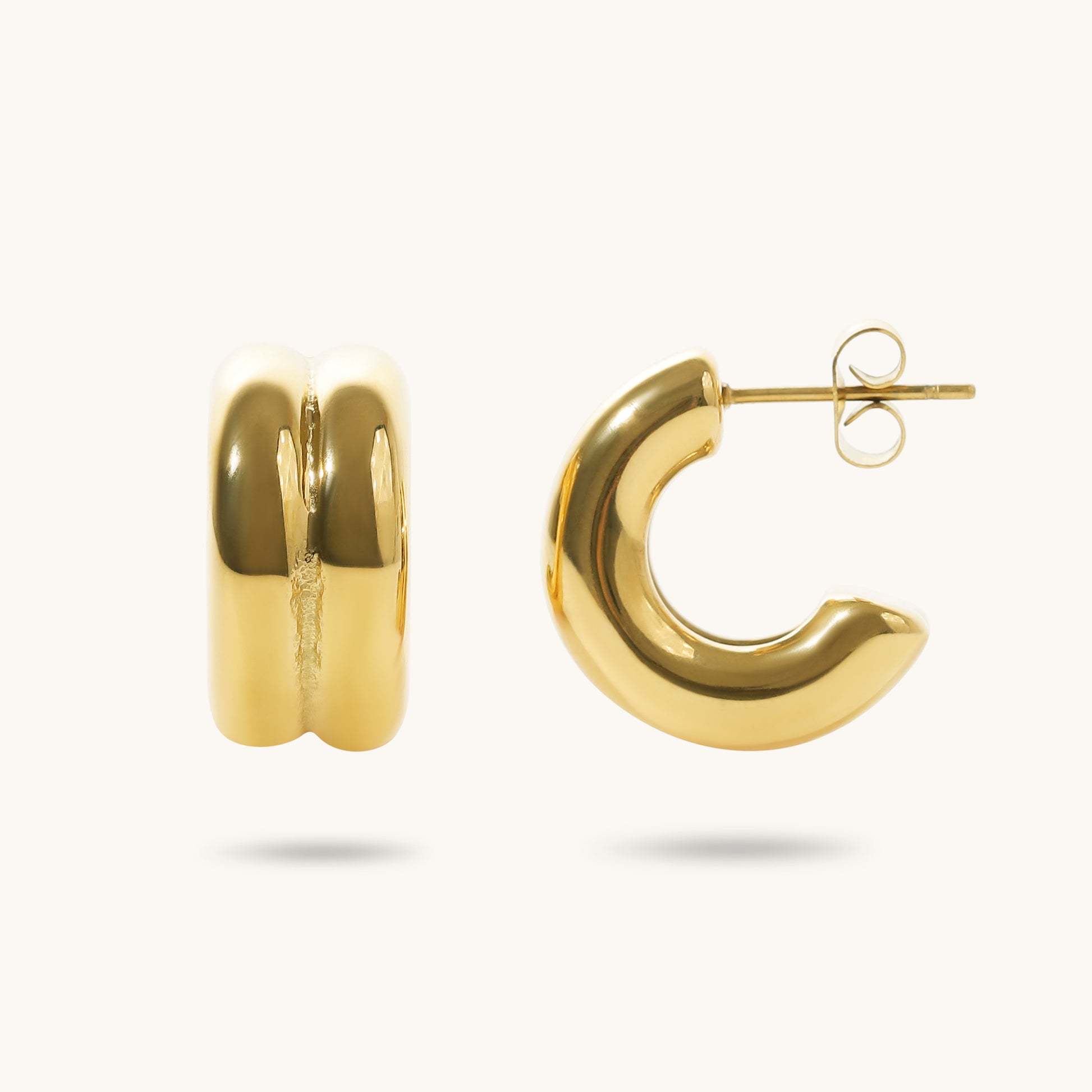 Elegant Gold Plated Double Hoop Earrings 18K Plated Elinor Jewels