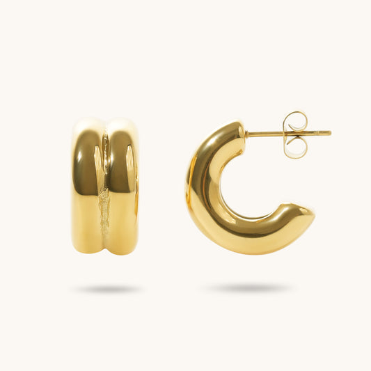 Double Hoop Earrings - 18K Gold Plated