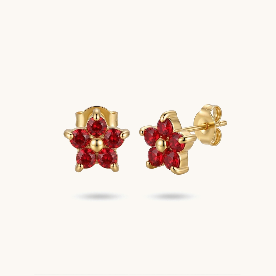 Crimson Studs - 18k Gold Plated image 1