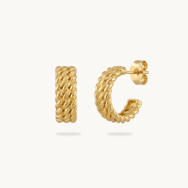Chunky Twist Hoops - 18k Gold Plated