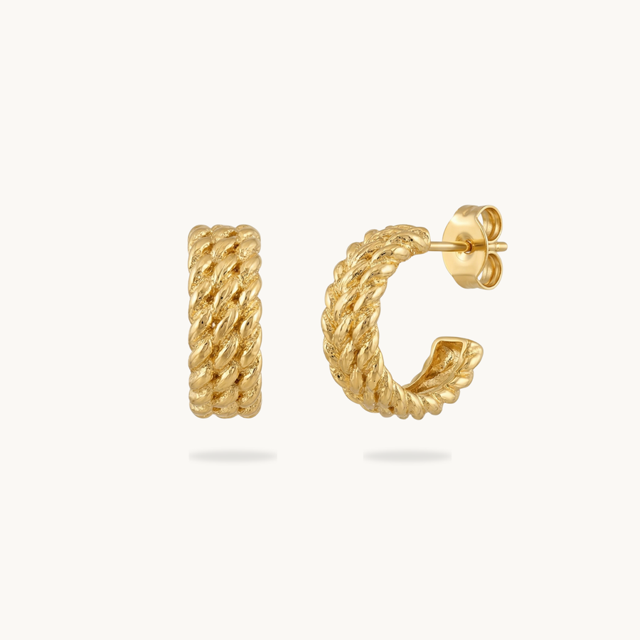 Chunky Twist Hoops - 18k Gold Plated image 1