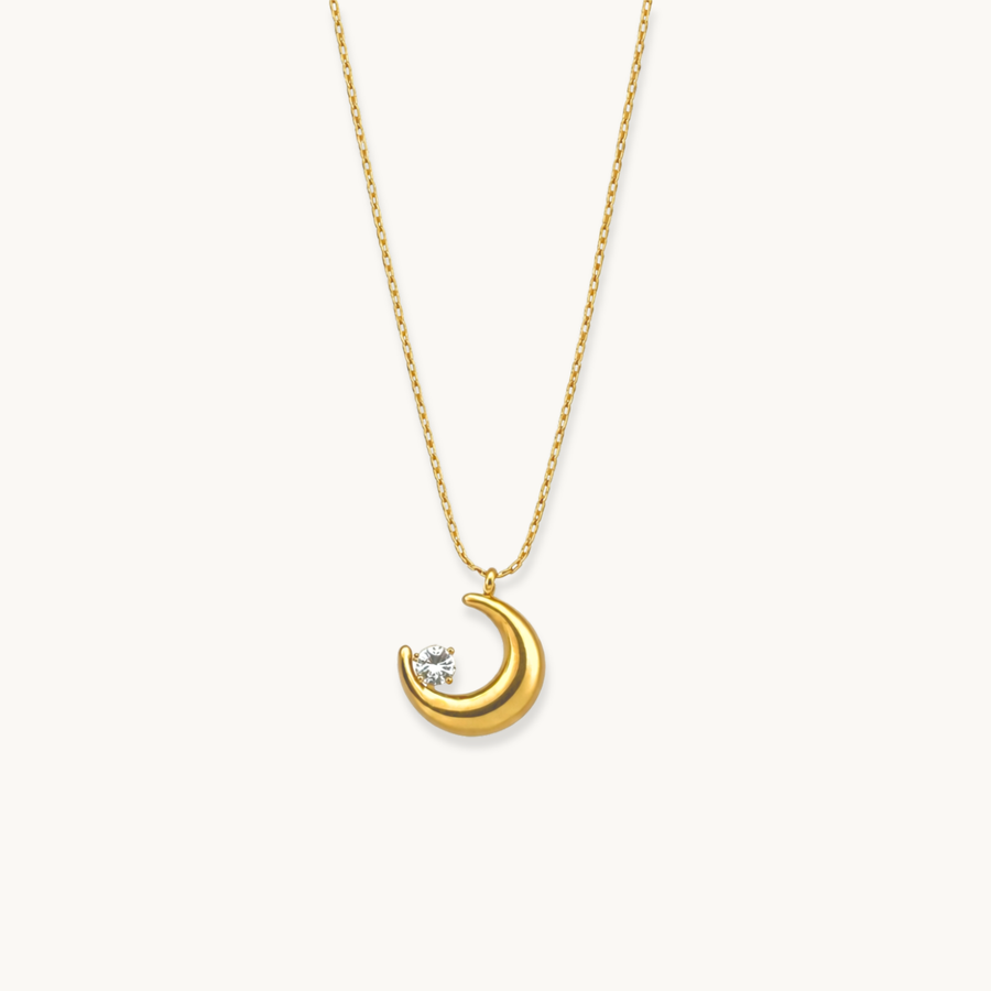 Dainty Moon Necklace - 18k Gold Plated image 1