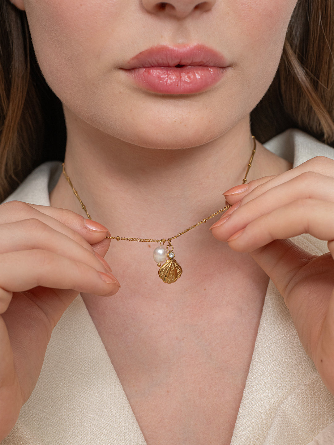 Luna Shell Necklace – 18K Gold Plated image 4