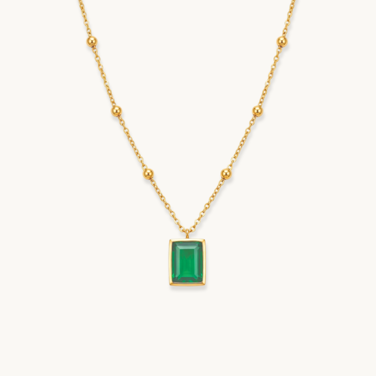 Raven Emerald Necklace - 18k Gold Plated image 1