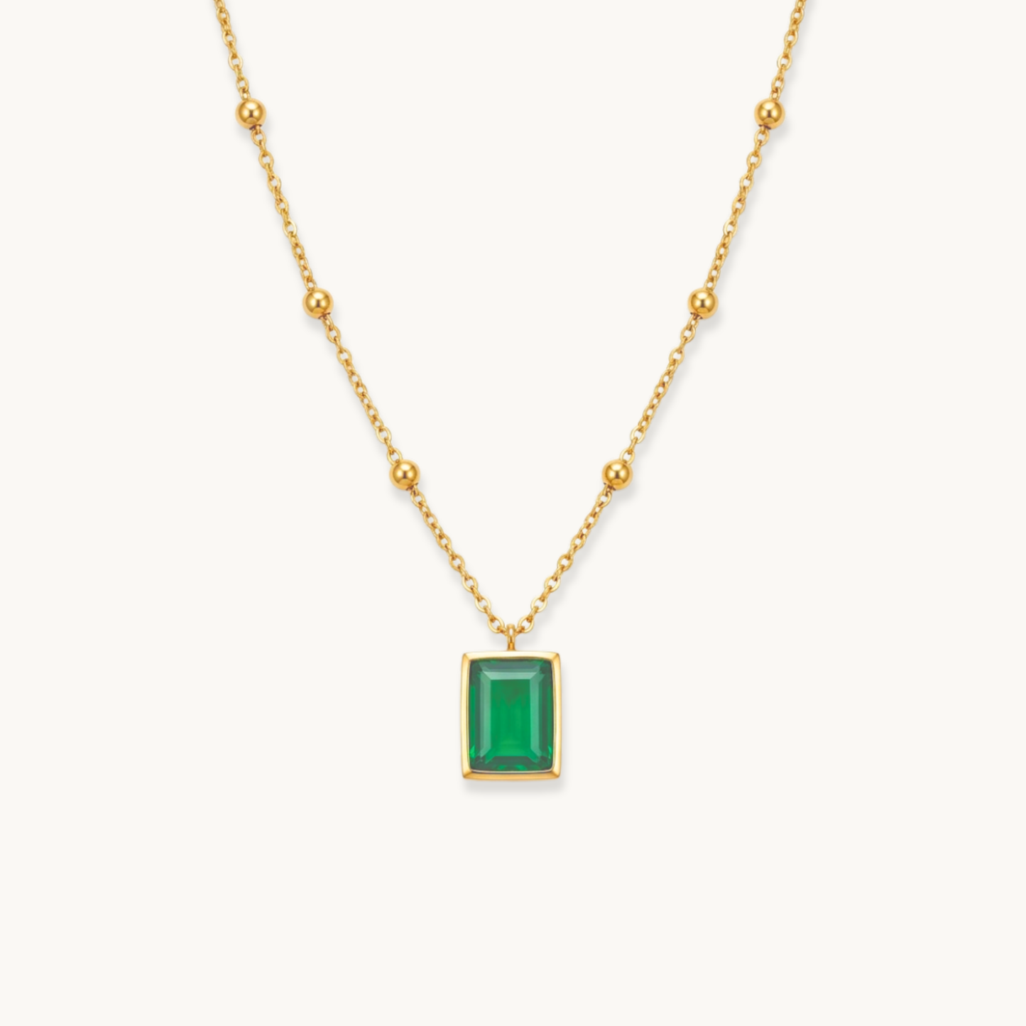 Raven Emerald Necklace - 18k Gold Plated
