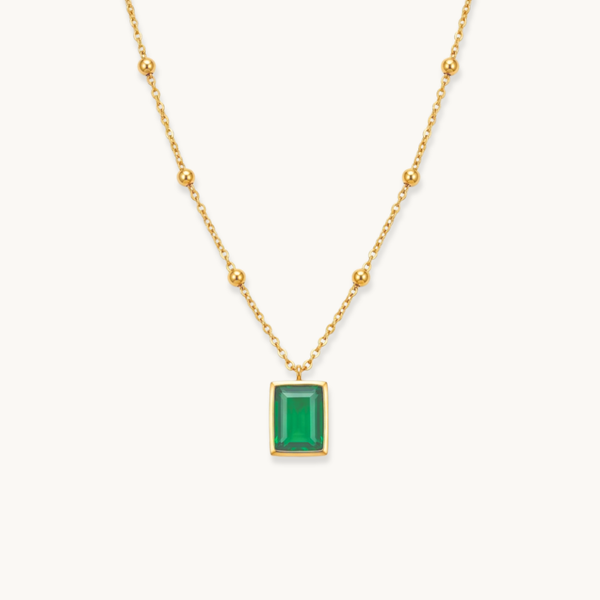 Raven Emerald Necklace - 18k Gold Plated