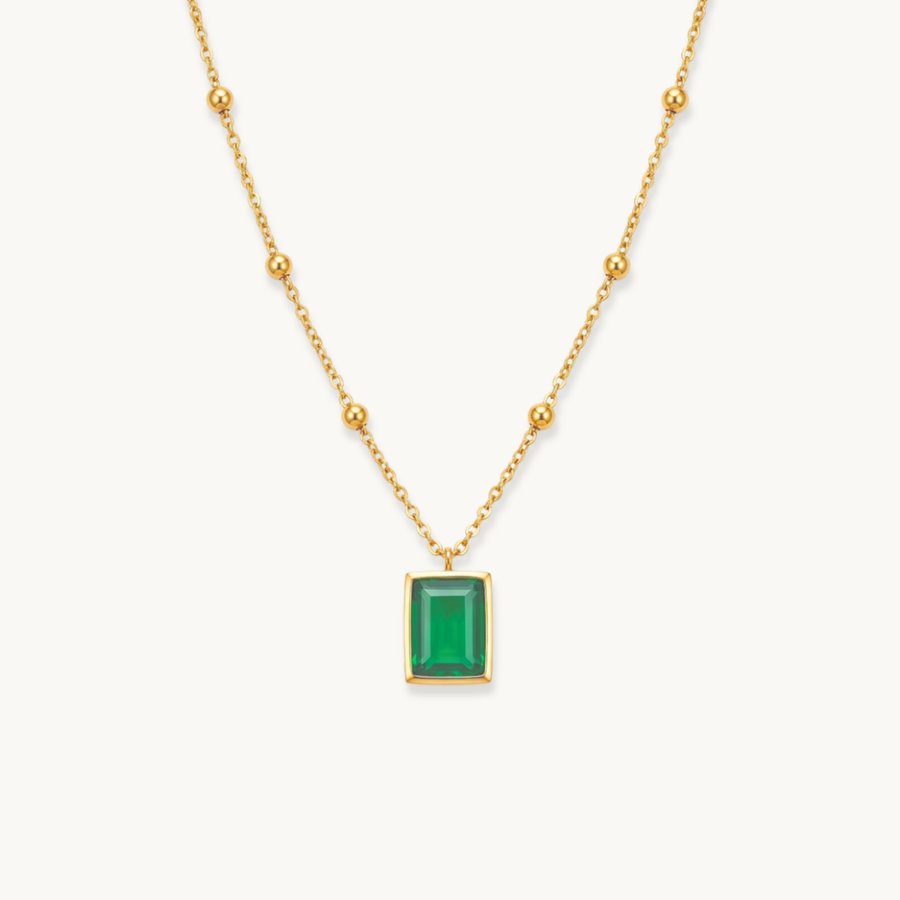 Raven Emerald Necklace - 18k Gold Plated image 1