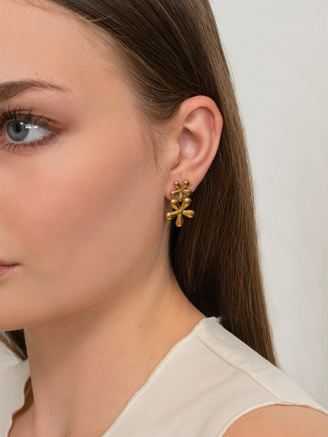 Fleur stack earrings  – 18K Gold Plated image 2