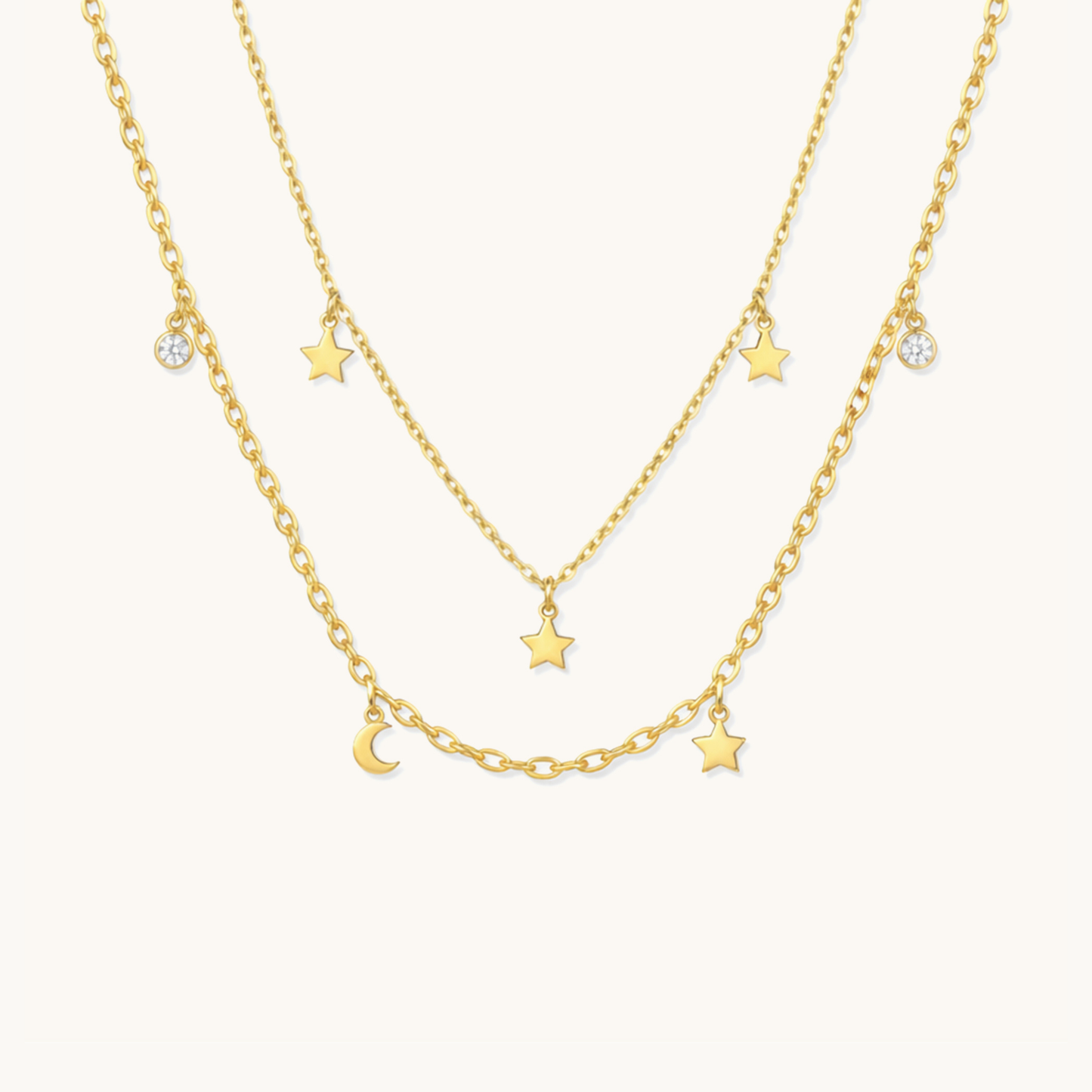 Starlace Layered Necklace-18K Gold Plated