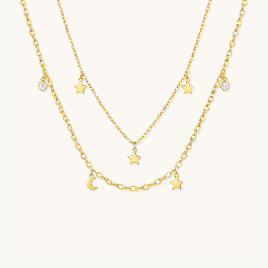 Starlace Layered Necklace-18K Gold Plated image 1
