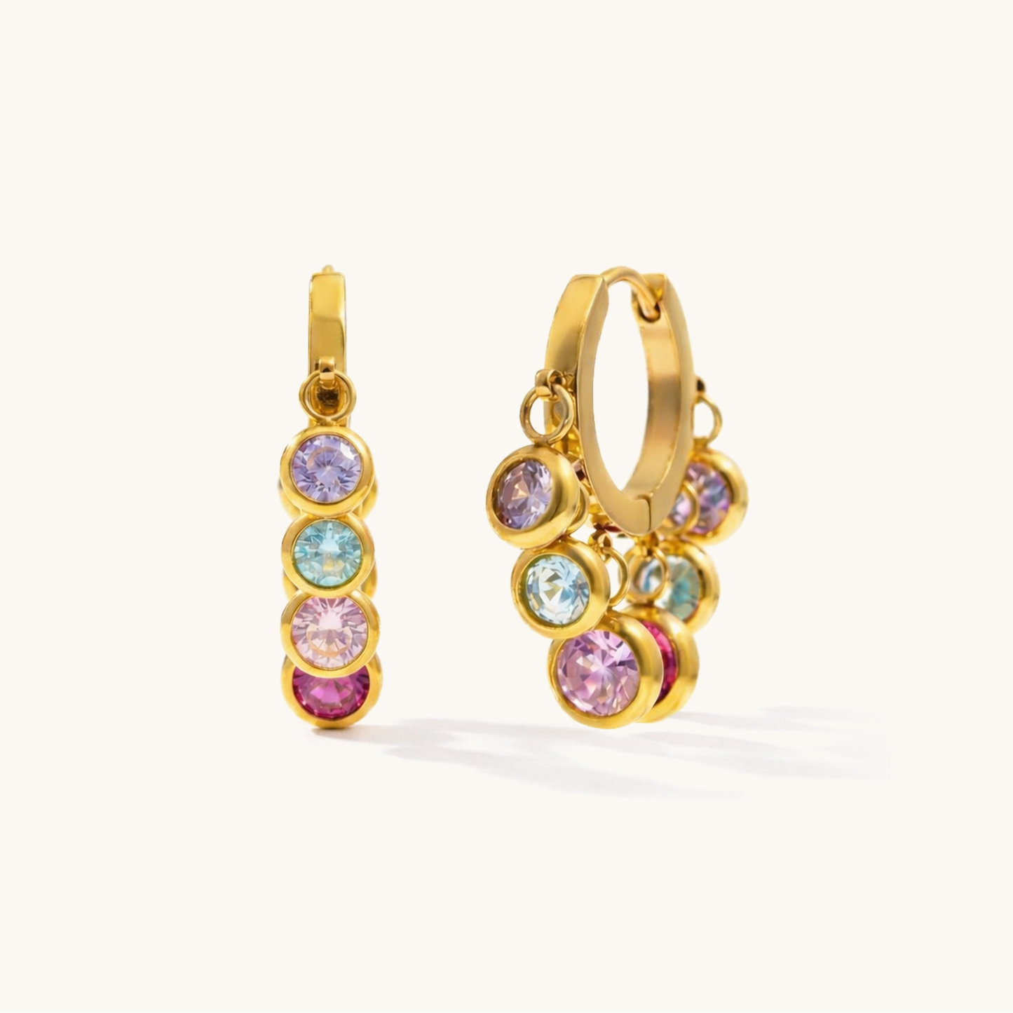 Poplin Drop Hoops  - 18K Gold Plated