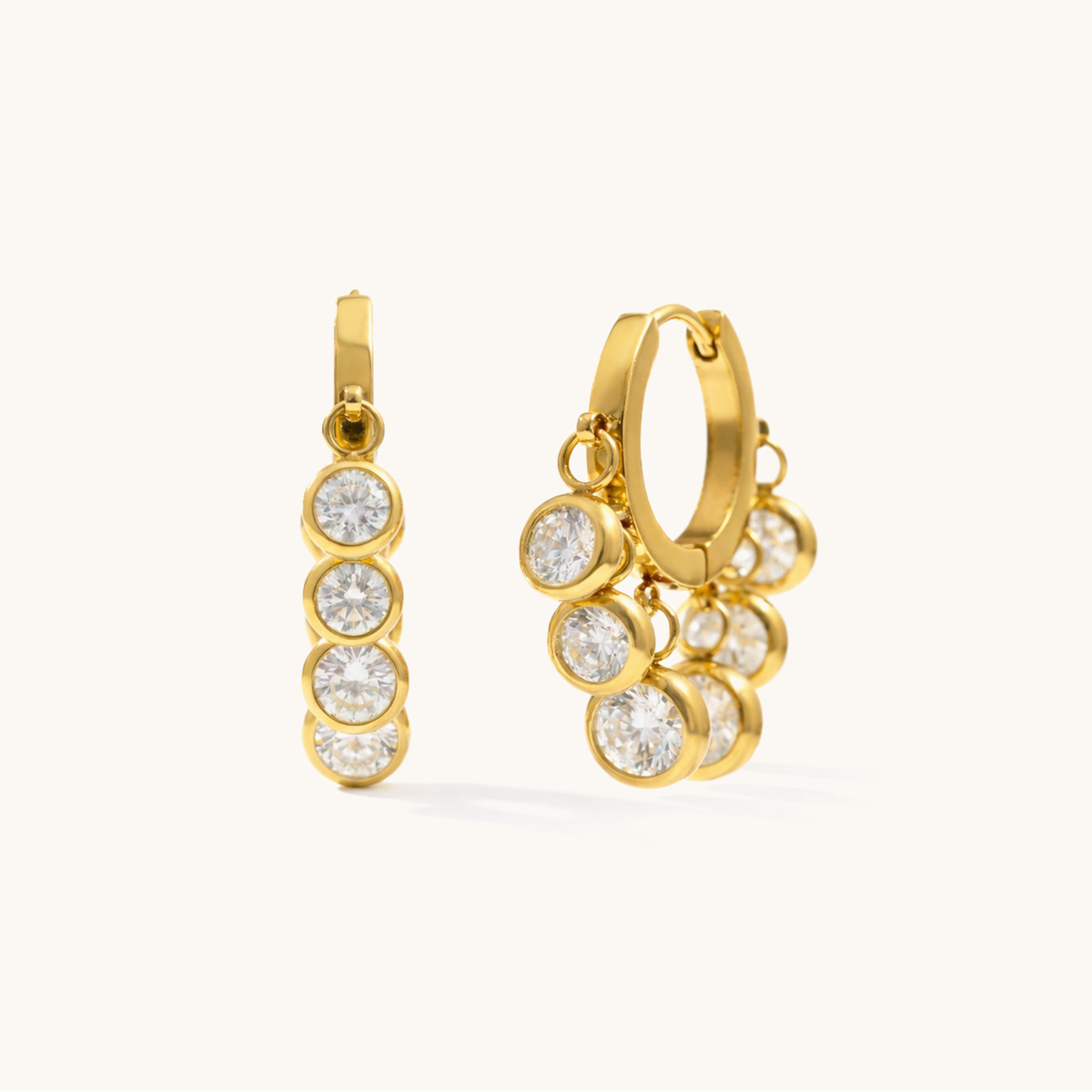 Solene Drop Hoops  - 18K Gold Plated image 1