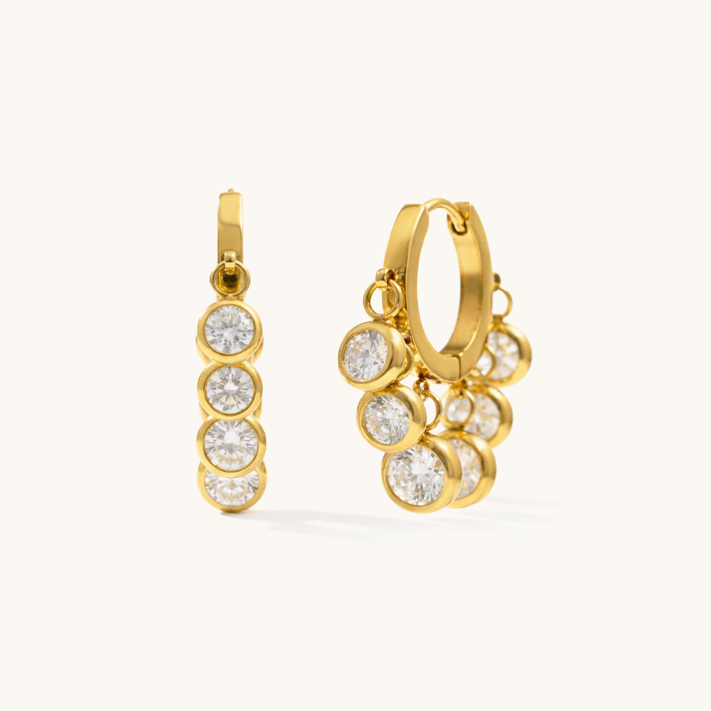 Solene Drop Hoops  - 18K Gold Plated