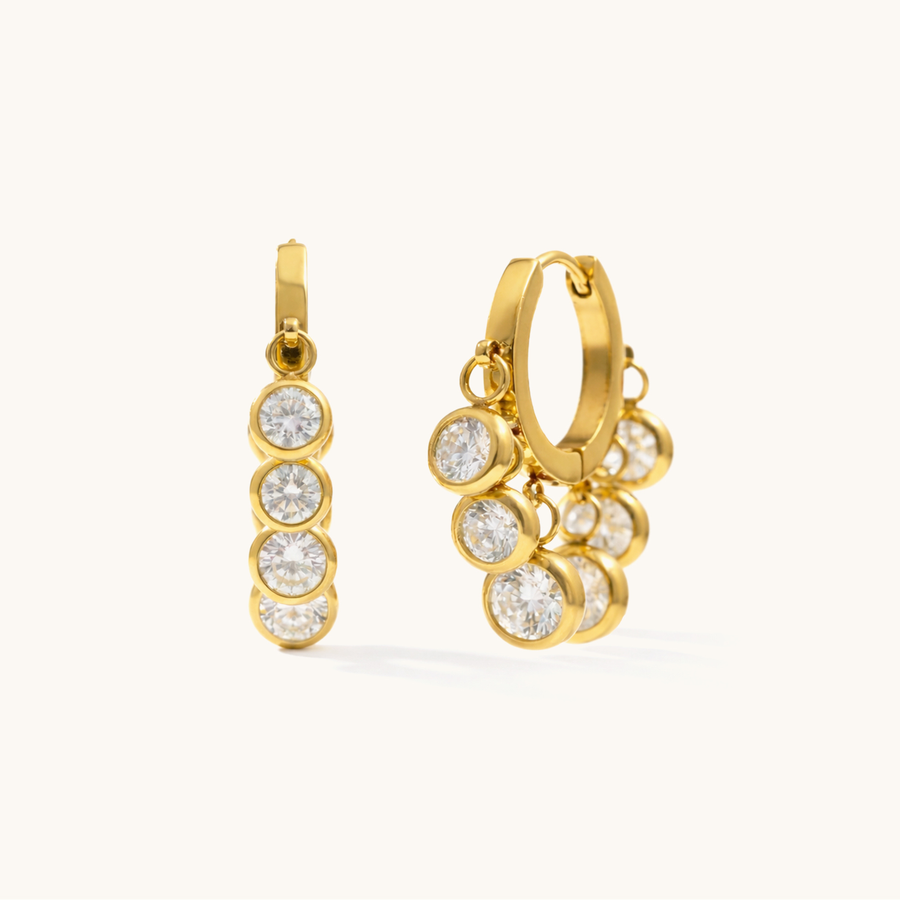 Solene Drop Hoops  - 18K Gold Plated image 1