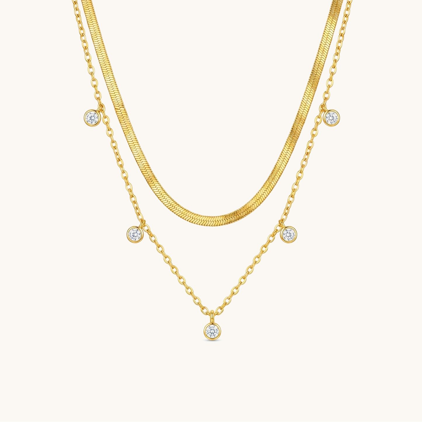 Delia Layered Necklace 18K Gold Plated