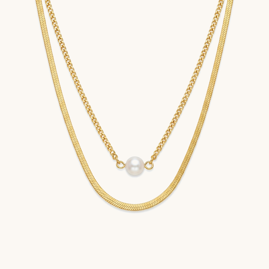 Layer Pearl Necklace -18K Gold Plated image 1