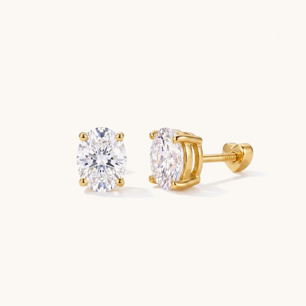 Elvy Oval Studs - 18K Gold Plated