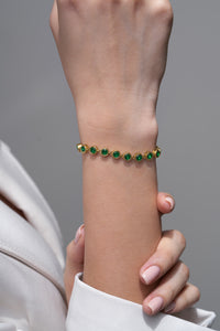 Emerald Bezel Tennis Bracelet - 18K Gold Plated