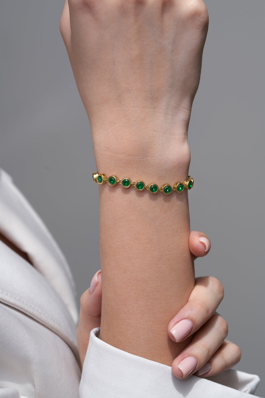 Emerald Bezel Tennis Bracelet - 18K Gold Plated image 1