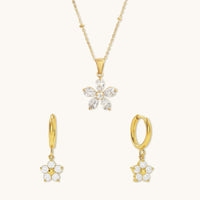 Flora Necklace and Delphine Huggies Combo Set - Special Value Offer