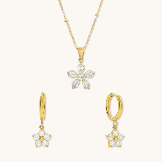 Flora Necklace and Delphine Huggies Combo Set - Special Value Offer