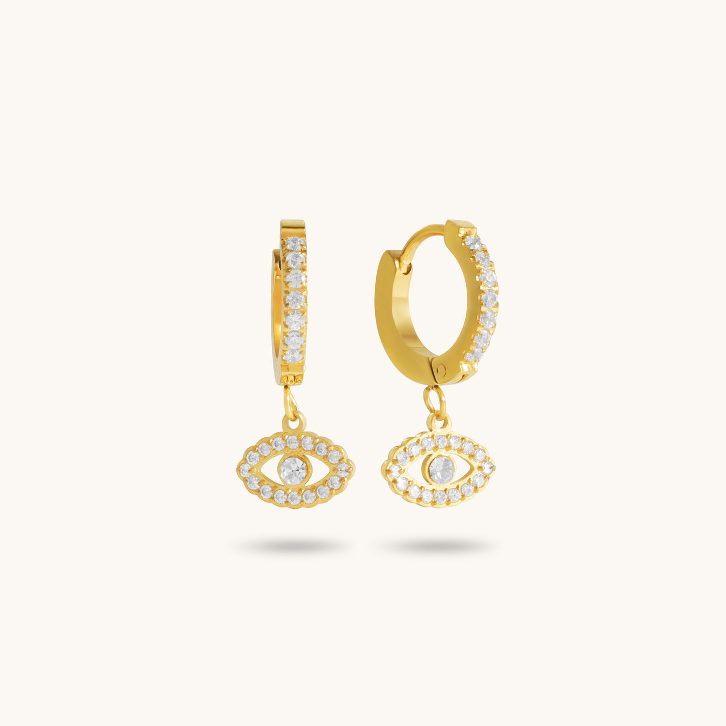 Evil Eye Huggies - 18K Gold Plated