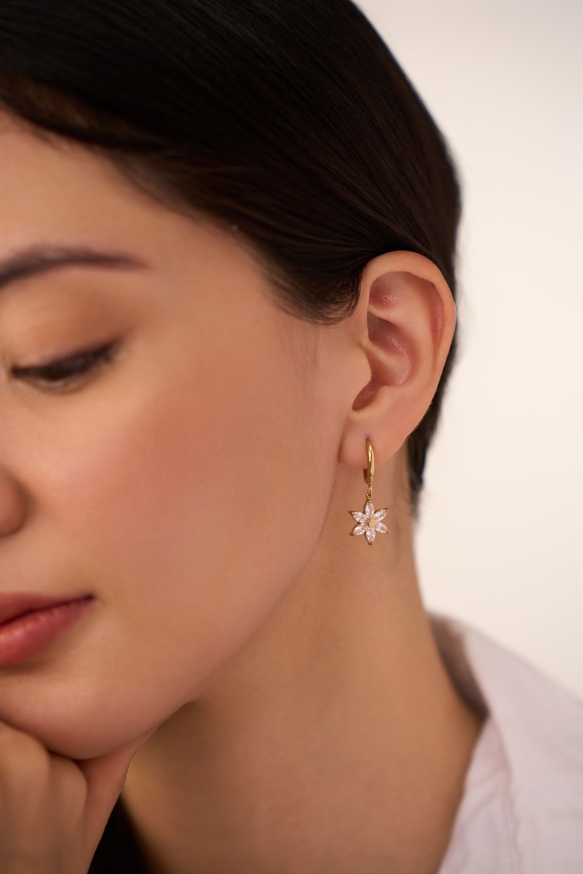 Gold Juidith Huggies - 18K Gold Plated image 2
