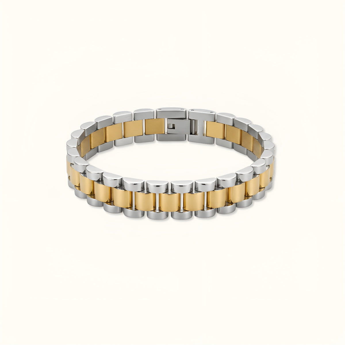Dual Tone Watch Link Bracelet - 18K Gold Plated image 1
