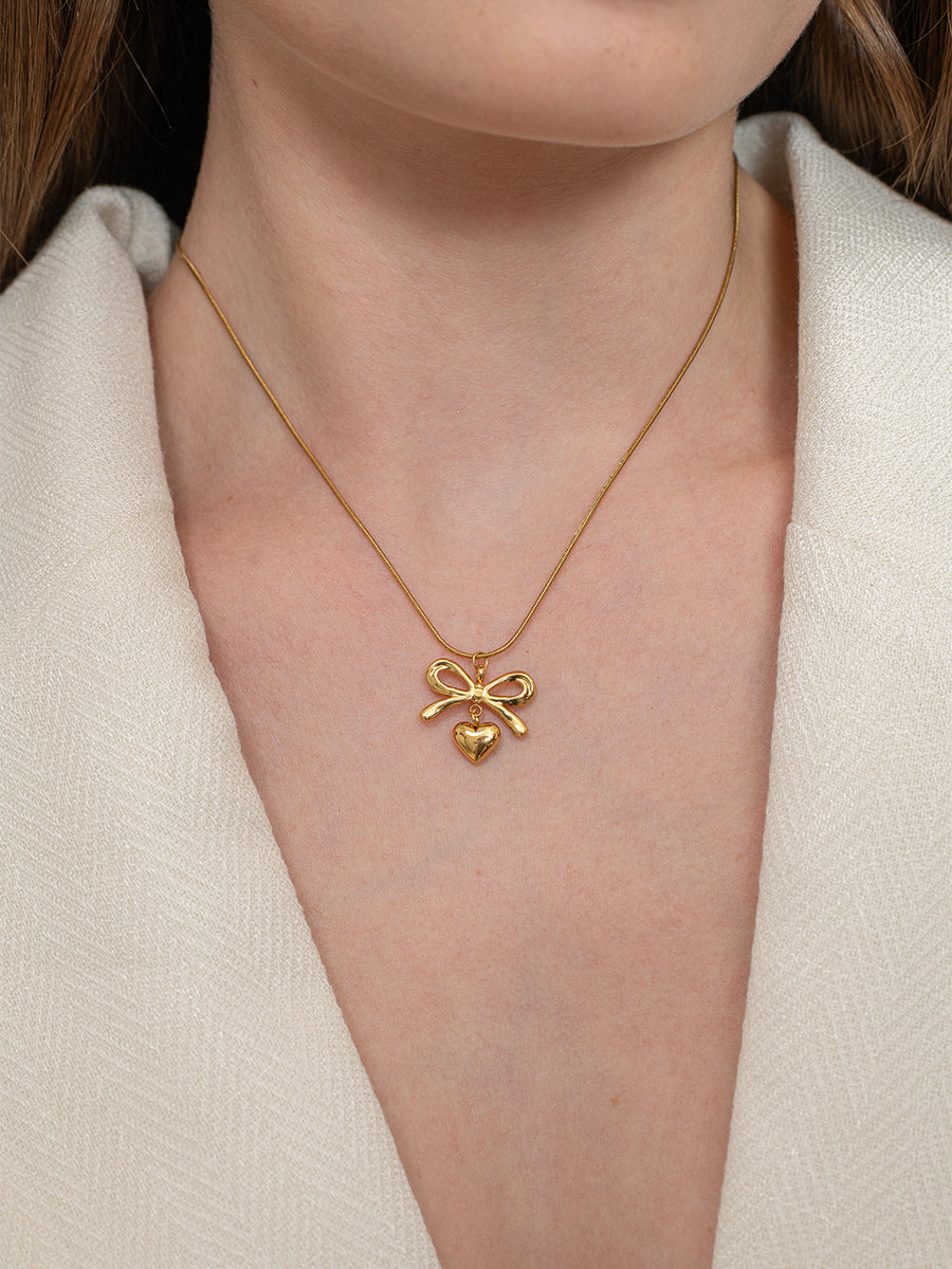 Sweet Bow Necklace - 18K Gold Plated image 2