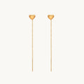 Heart Fall Threader Earrings - 18K Gold Plated