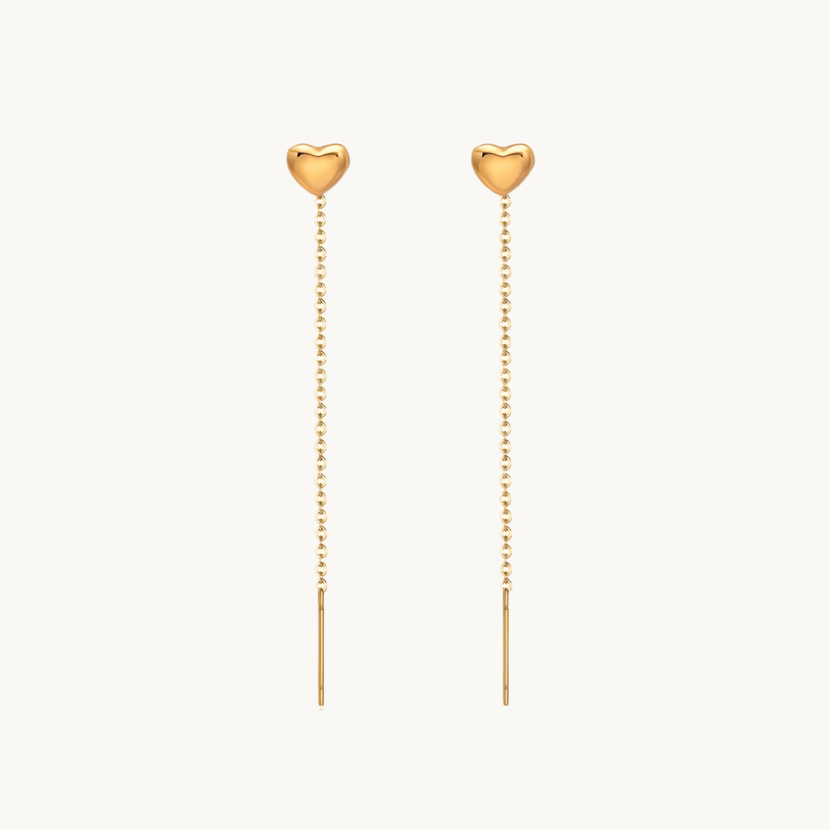 Heart Fall Threader Earrings - 18K Gold Plated image 1
