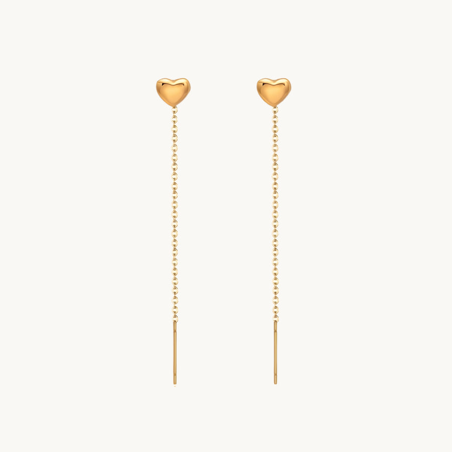 Heart Fall Threader Earrings - 18K Gold Plated image 1