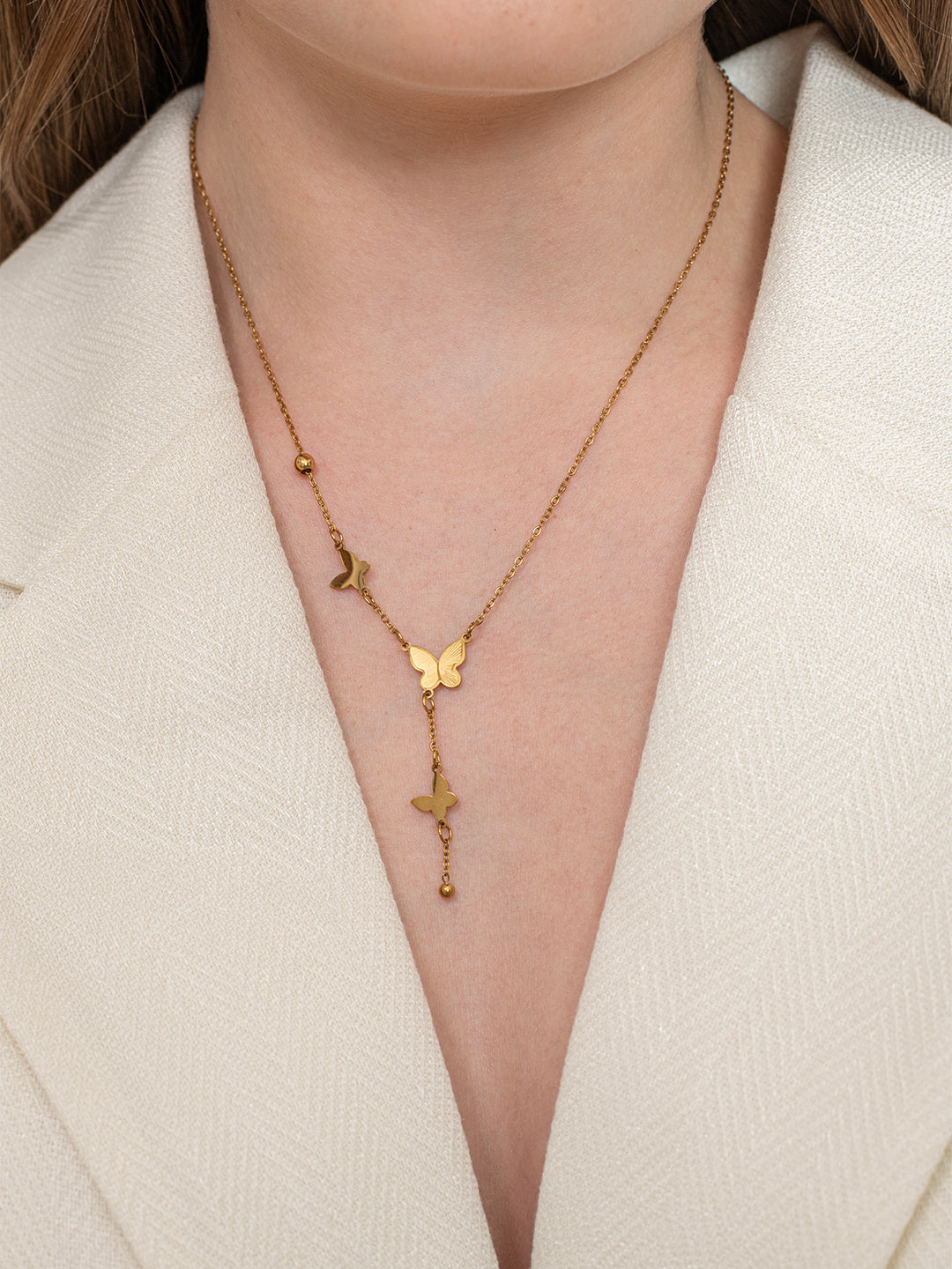 Butterfly Drop Necklace - 18k Gold Plated