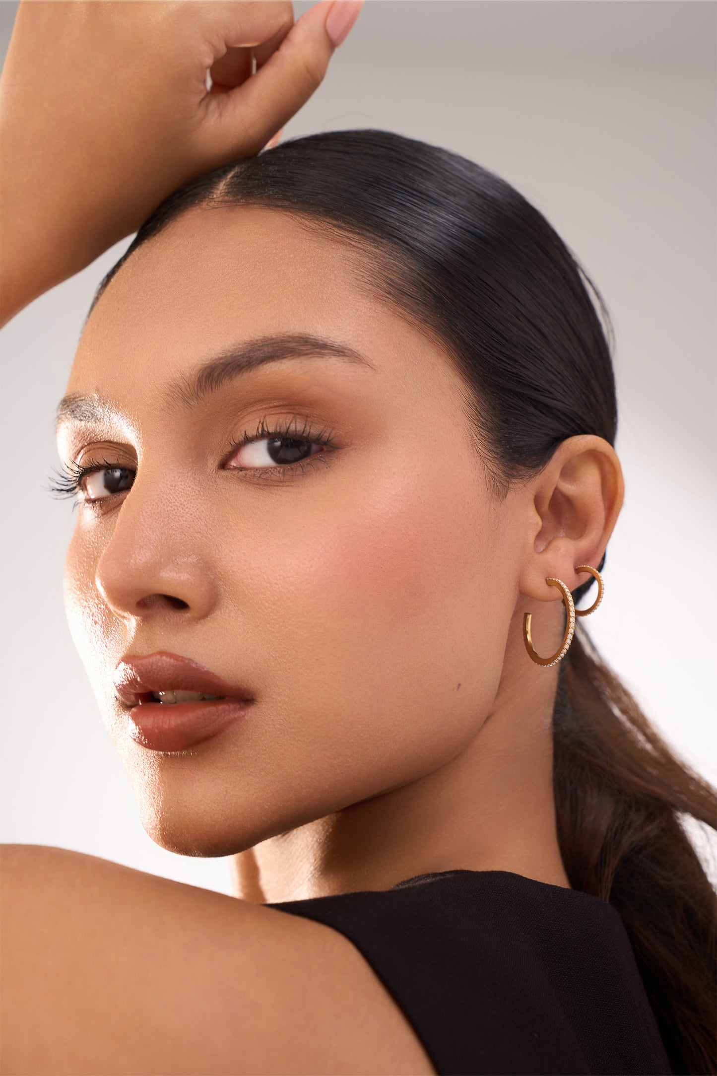Classic Diamond Hoops - 18k Gold Plated