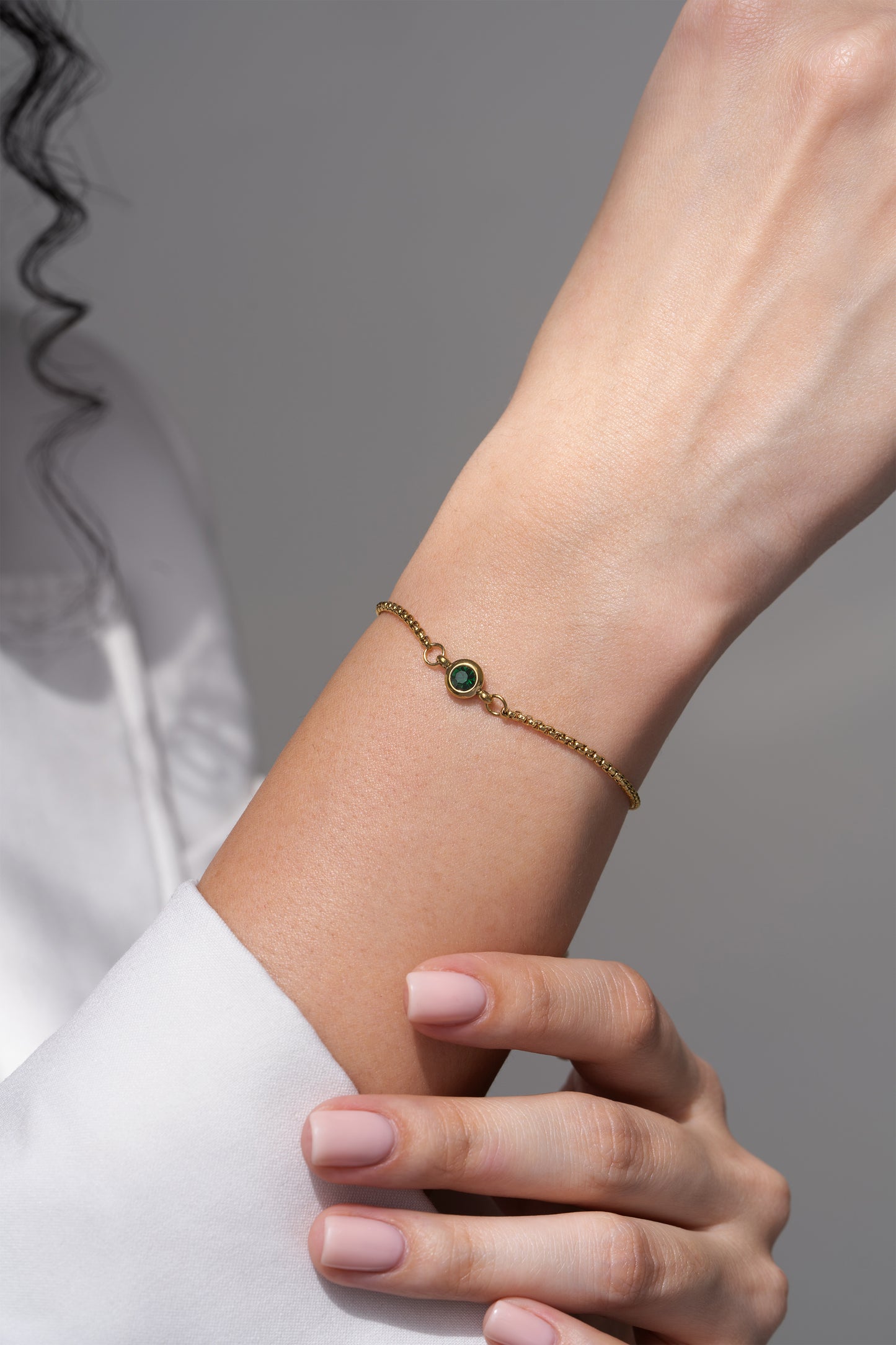 Bria Green Adjustable Bracelet - 18K Gold Plated