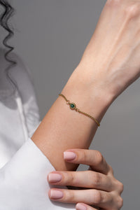 Bria Green Adjustable Bracelet - 18K Gold Plated