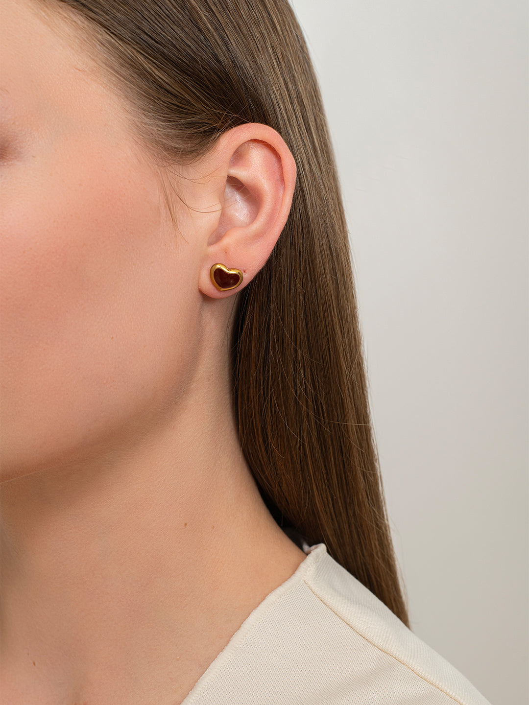 Ruby love studs - 18k Gold Plated