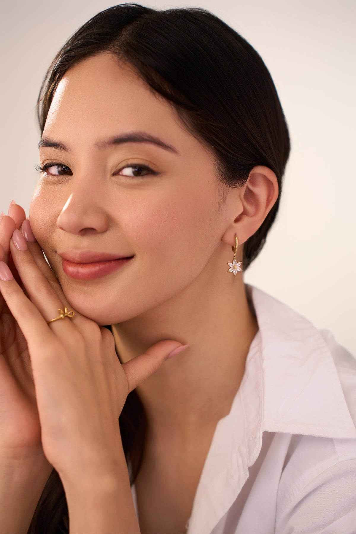 Gold Juidith Huggies - 18K Gold Plated image 5